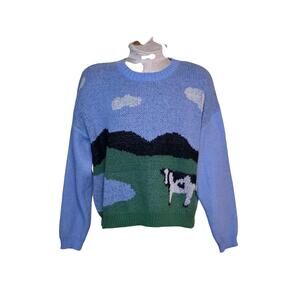 SHEIN EZwear‎ Plus Cow Pattern Drop Shoulder Sweater Size L